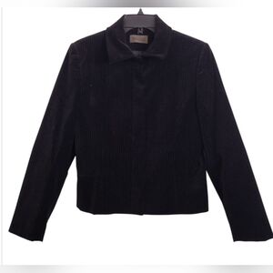 Uniform John Paul Richard Black White Pinstripe Velvet Zip Up Blazer